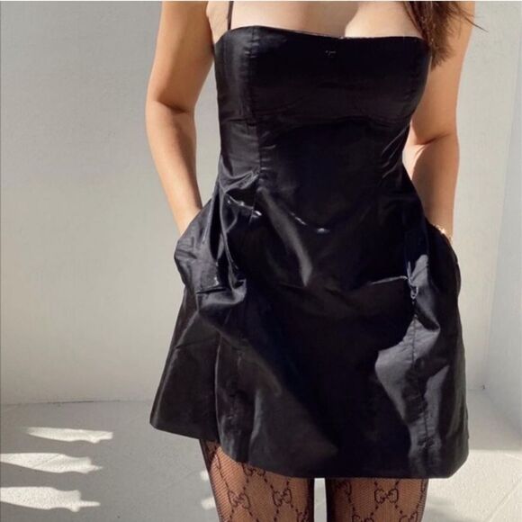 NWT WeWoreWhat Danielle Bernstein Black Strappy Mini Dress 8 - Picture 1 of 7